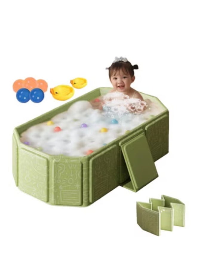 والالا حوض استحمام قابل للطي، حوض محمول قابل للطي مع سدادة تصريف، حوض تخزين مدمج للأطفال الصغار، مناسب للاستخدام في الهواء الطلق أو السفر أو الشرفة. - Image 1